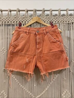 BDG Washed Coral Utility Denim Shorts